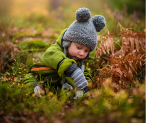 Child fall leaves